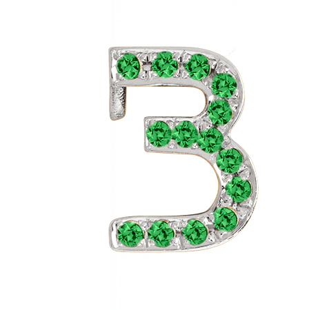 White Gold, Green Garnet Number Bead - Image 16
