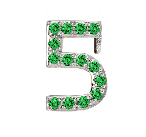 White Gold, Green Garnet Number Bead - Image 18