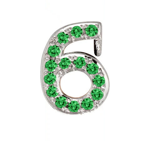 White Gold, Green Garnet Number Bead - Image 19