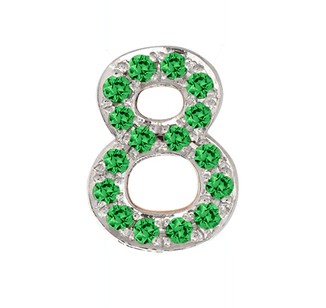 White Gold, Green Garnet Number Bead - Image 21