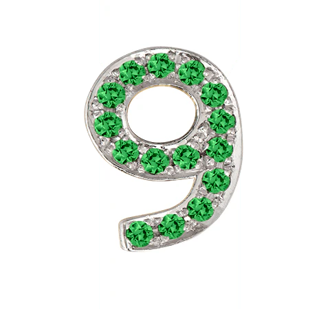 White Gold, Green Garnet Number Bead - Image 22