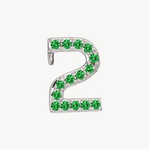 White Gold, Green Garnet Number Bead - Image 5
