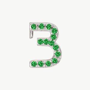 White Gold, Green Garnet Number Bead - Image 6