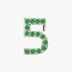 White Gold, Green Garnet Number Bead - Image 8