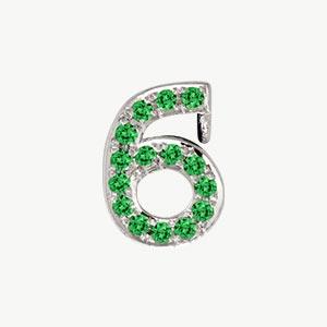 White Gold, Green Garnet Number Bead - Image 9