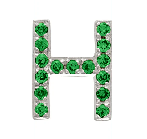White Gold, Green Garnet Letter Bead - Image 10