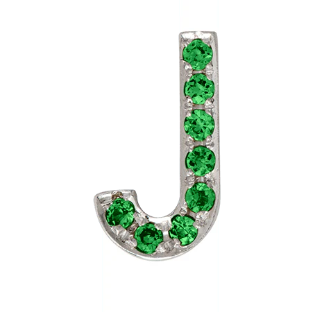 White Gold, Green Garnet Letter Bead - Image 12