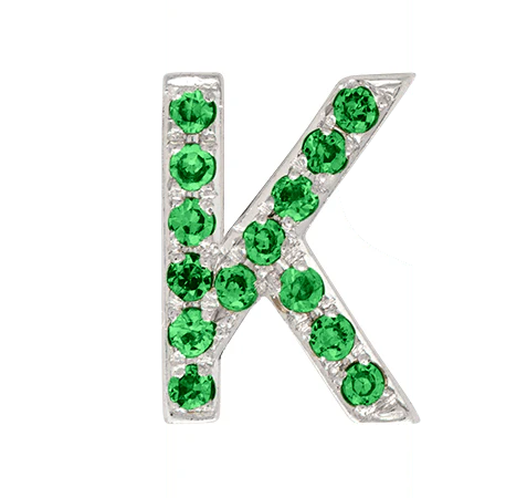 White Gold, Green Garnet Letter Bead - Image 13