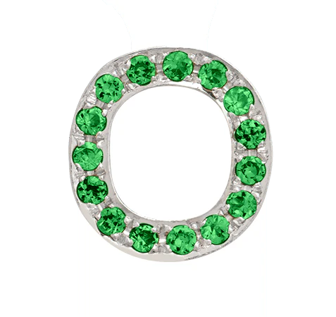 White Gold, Green Garnet Letter Bead - Image 17