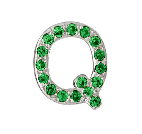 White Gold, Green Garnet Letter Bead - Image 19