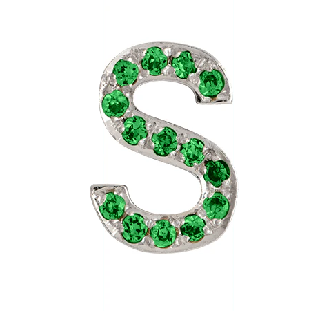 White Gold, Green Garnet Letter Bead - Image 21