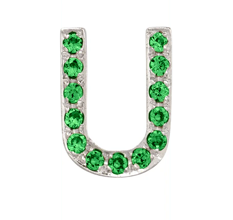 White Gold, Green Garnet Letter Bead - Image 23
