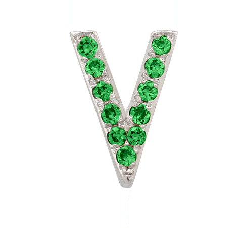 White Gold, Green Garnet Letter Bead - Image 24