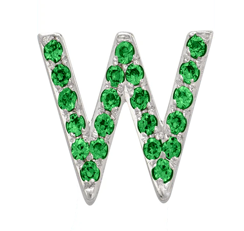 White Gold, Green Garnet Letter Bead - Image 25