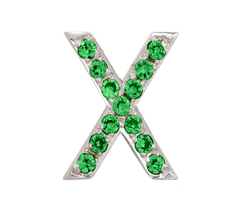 White Gold, Green Garnet Letter Bead - Image 26