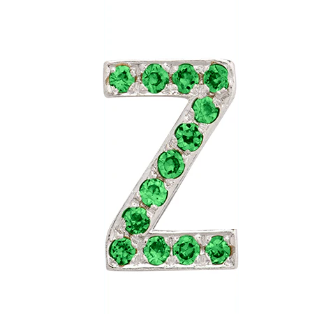 White Gold, Green Garnet Letter Bead - Image 27