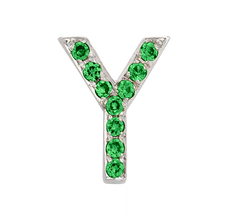 White Gold, Green Garnet Letter Bead - Image 28