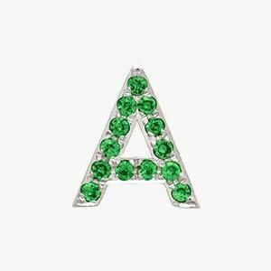 White Gold, Green Garnet Letter Bead - Image 29