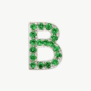 White Gold, Green Garnet Letter Bead - Image 30