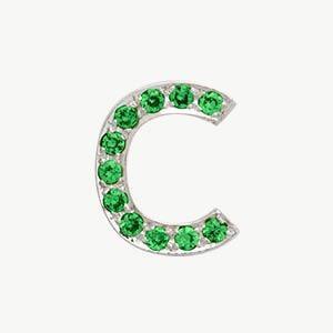 White Gold, Green Garnet Letter Bead - Image 31