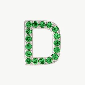 White Gold, Green Garnet Letter Bead - Image 32