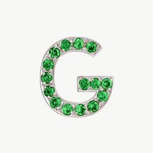 White Gold, Green Garnet Letter Bead - Image 35