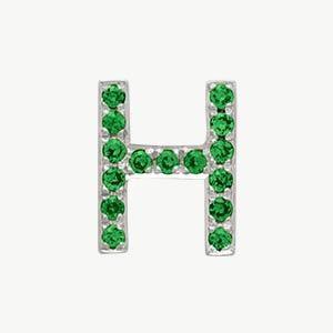 White Gold, Green Garnet Letter Bead - Image 36