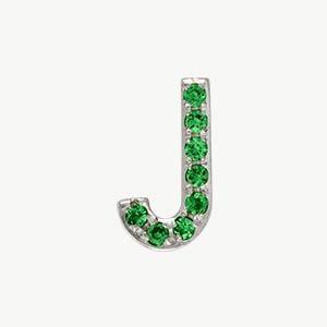 White Gold, Green Garnet Letter Bead - Image 38