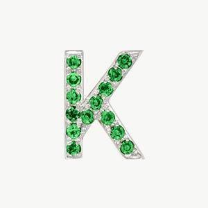 White Gold, Green Garnet Letter Bead - Image 39