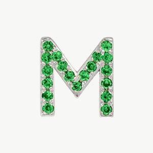 White Gold, Green Garnet Letter Bead - Image 41