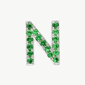 White Gold, Green Garnet Letter Bead - Image 42