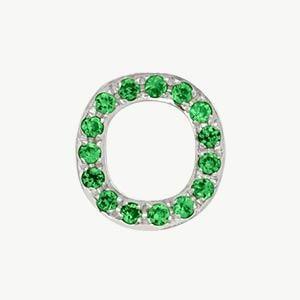 White Gold, Green Garnet Letter Bead - Image 43