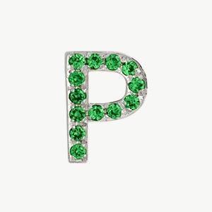 White Gold, Green Garnet Letter Bead - Image 44