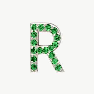 White Gold, Green Garnet Letter Bead - Image 46
