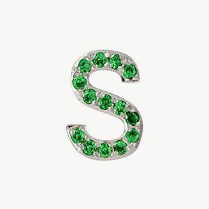 White Gold, Green Garnet Letter Bead - Image 47