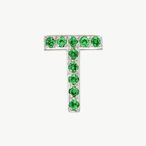 White Gold, Green Garnet Letter Bead - Image 48