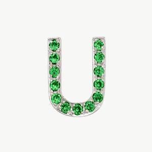 White Gold, Green Garnet Letter Bead - Image 49