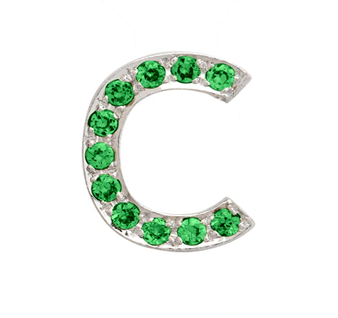 White Gold, Green Garnet Letter Bead - Image 5