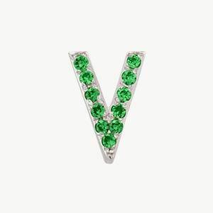 White Gold, Green Garnet Letter Bead - Image 50