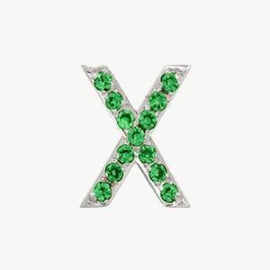 White Gold, Green Garnet Letter Bead - Image 52