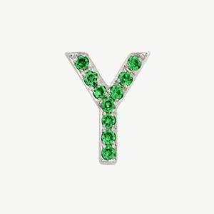 White Gold, Green Garnet Letter Bead - Image 53