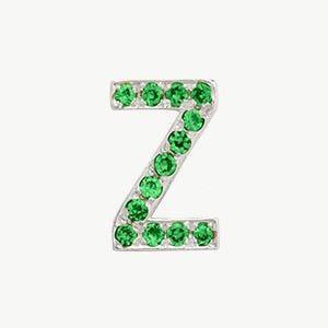 White Gold, Green Garnet Letter Bead - Image 54