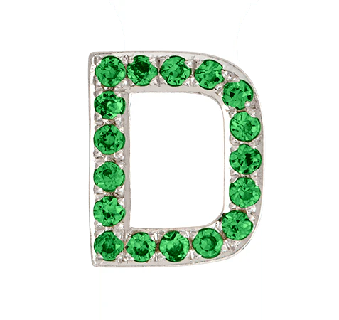 White Gold, Green Garnet Letter Bead - Image 6