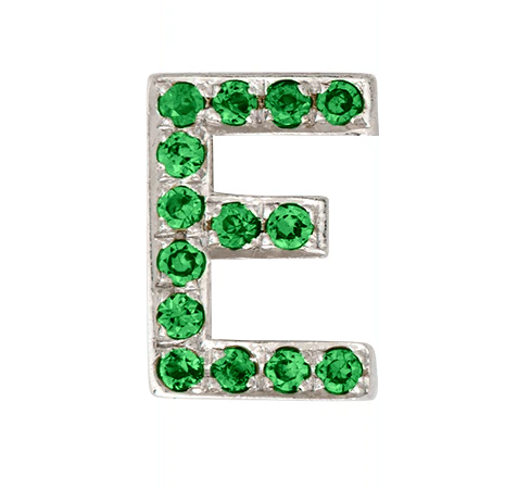 White Gold, Green Garnet Letter Bead - Image 7