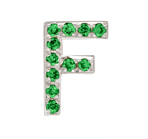 White Gold, Green Garnet Letter Bead - Image 8