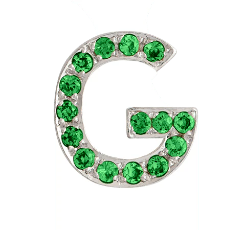 White Gold, Green Garnet Letter Bead - Image 9