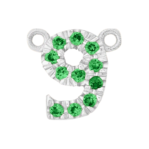 Green Garnet + 14k White Gold Number Charm - Image 10