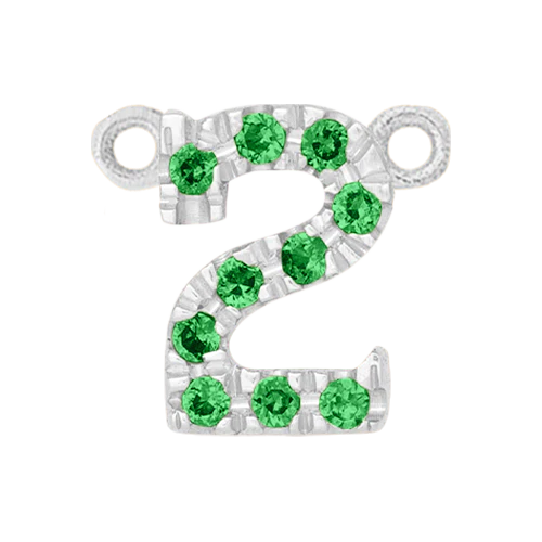 Green Garnet + 14k White Gold Number Charm - Image 3