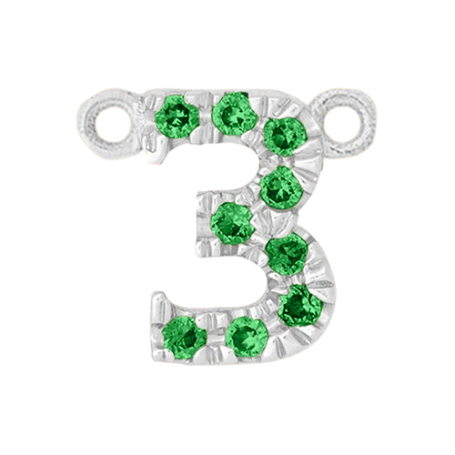 Green Garnet + 14k White Gold Number Charm - Image 4