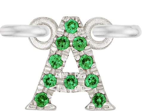 White Gold, Green Garnet Letter - Image 3